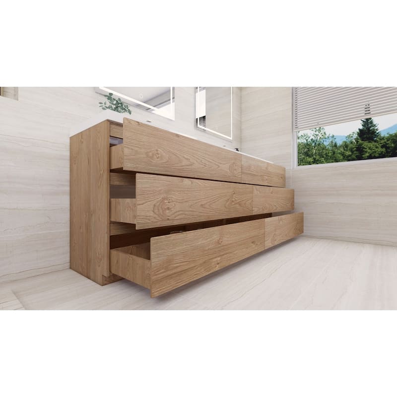 Angeles 84" freestanding bath vanity with dual basin reinforced acrylic top