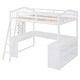 preview thumbnail 31 of 52, Wooden Full Loft Bed with U-shaped Desk,Storage Compartments and Tri-fold Mirror
