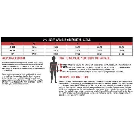 Under Armour Youth Clothing Size Chart