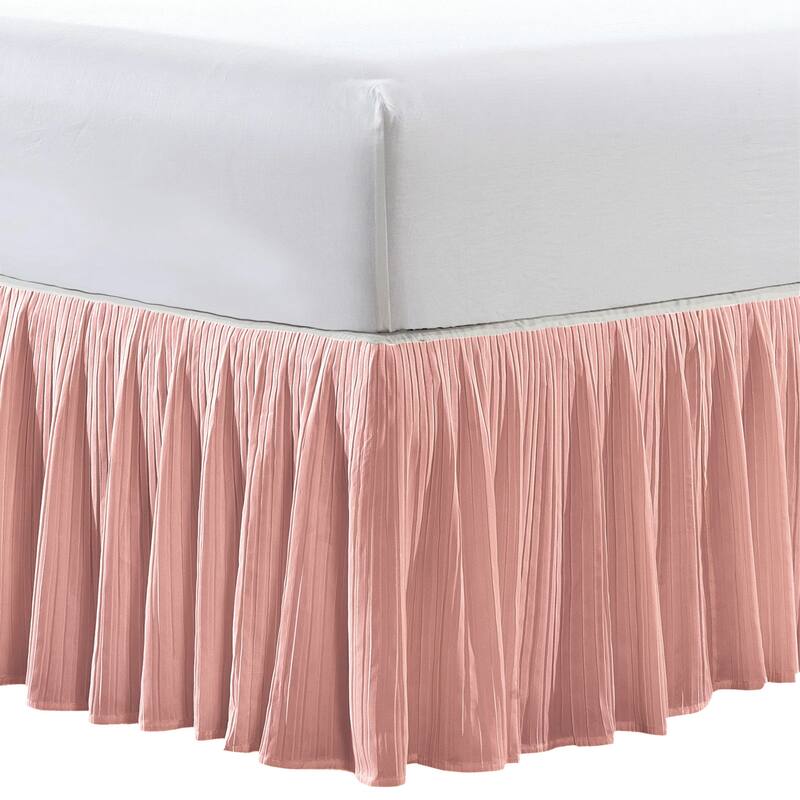 Serenta Pleated Bedskirt 18" Drop - 32 Color Options - Twin - Misty Rose