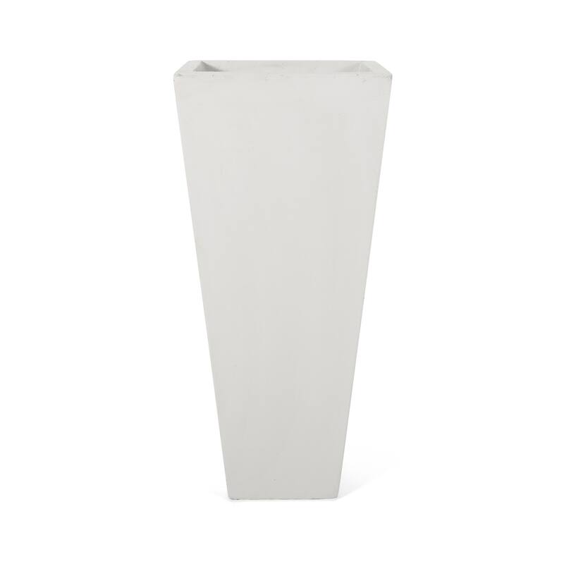 13" x 28.5" Outdoor Modern MGO Cast Stone Planter, White