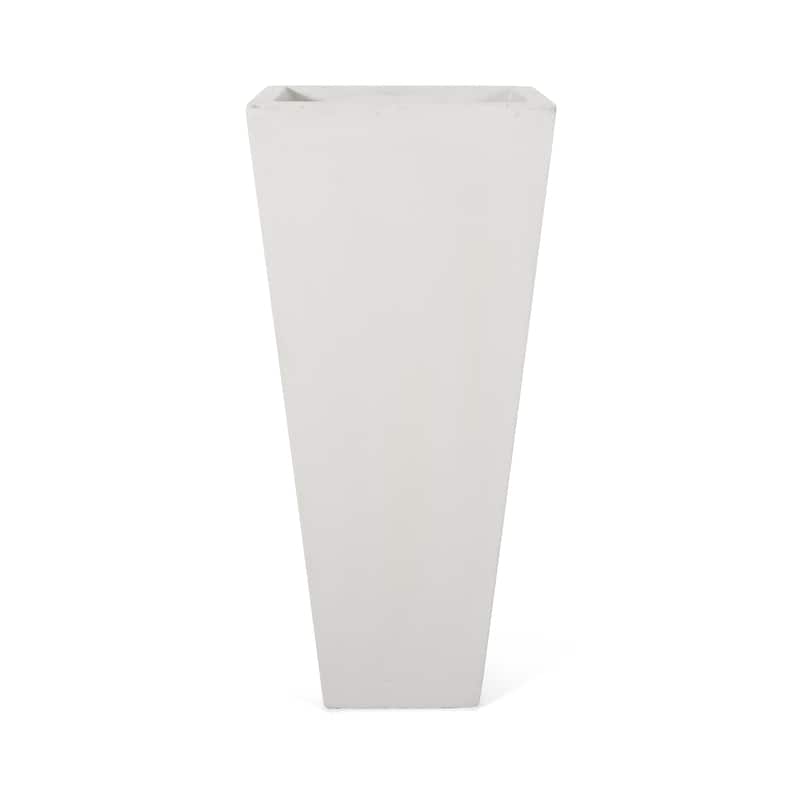 Ella Outdoor Modern Cast Stone Planter by Christopher Knight Home - 13.00" L x 13.00" W x 28.50" H - Matte White