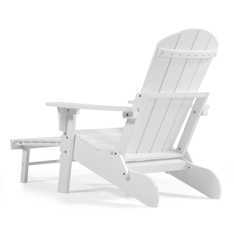 Hurley Folding Poly Plastic Adirondack Chair with Pull-out Ottoman