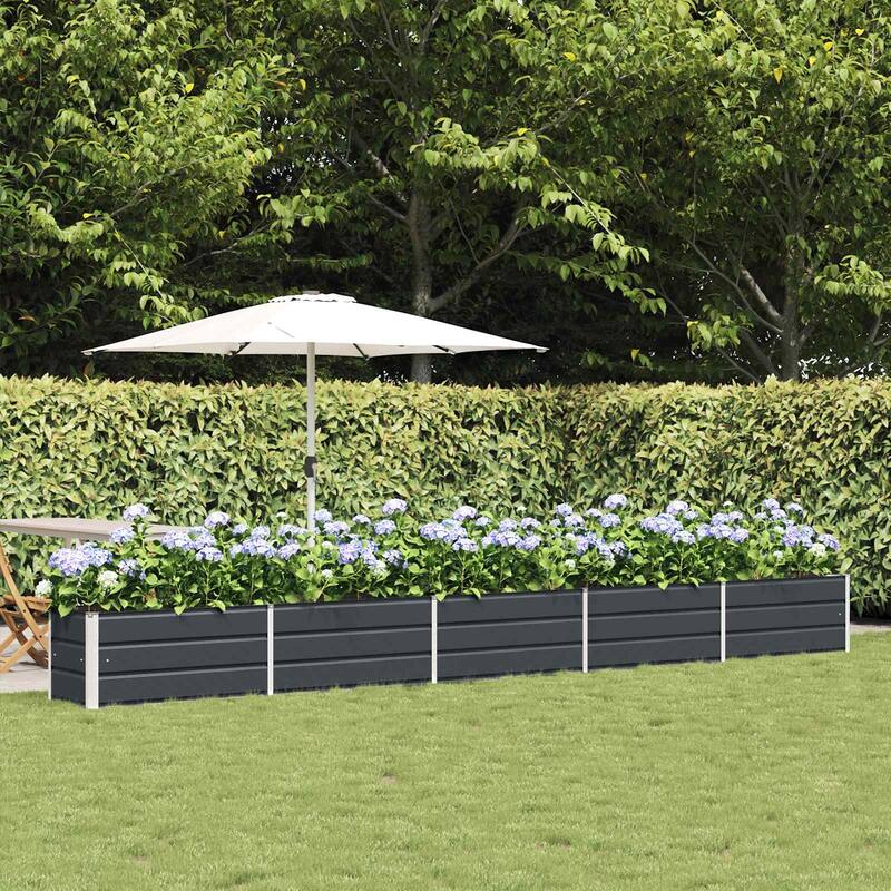 vidaXL Planter in Galvanised Steel - 39.37 x 19.69 x 17.72 - Black - 188.98 x 19.69 x 17.72 in