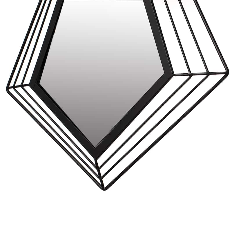 Uniquewise 27-Inch-Tall Decorative Tiered Diamond Shaped Black Metal Frame Wall Mounted Modern Mirror