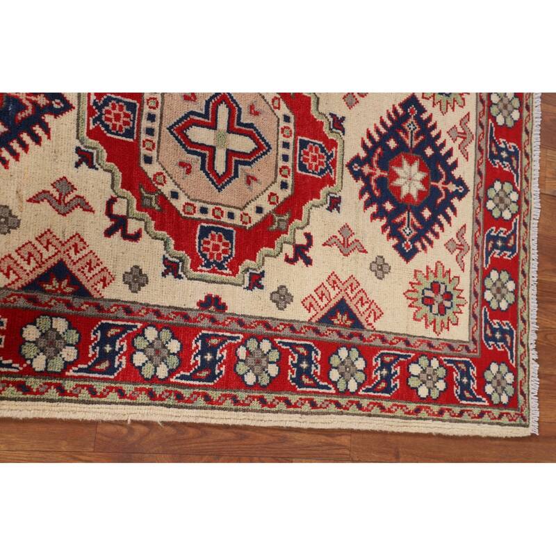 Traditional Beige Kazak Foyer Rug Hand-Knotted Wool Carpet - 2'8" x 3'11"