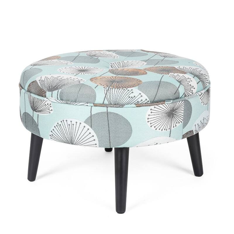 Adeco 23" Ottoman Fabric Round Foot Rest Stool