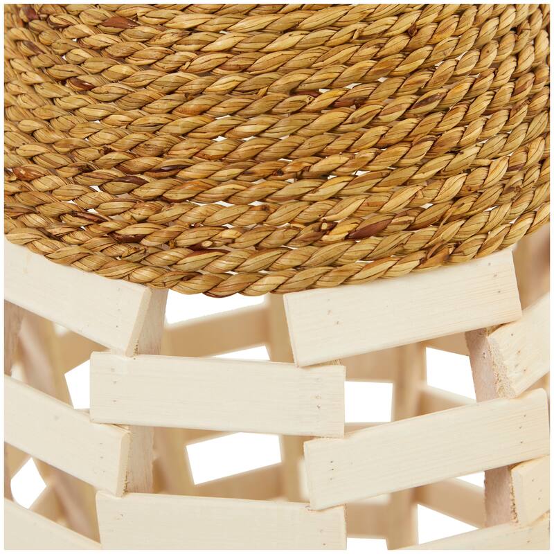 Brown Seagrass Handmade Wrapped Tall Floor Vase with Open Framed Cream Bamboo Center