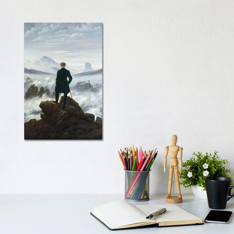 iCanvas "The Wanderer above the Sea of Fog, 1818 " by Caspar David Friedrich Canvas Print - 12x8x0.75
