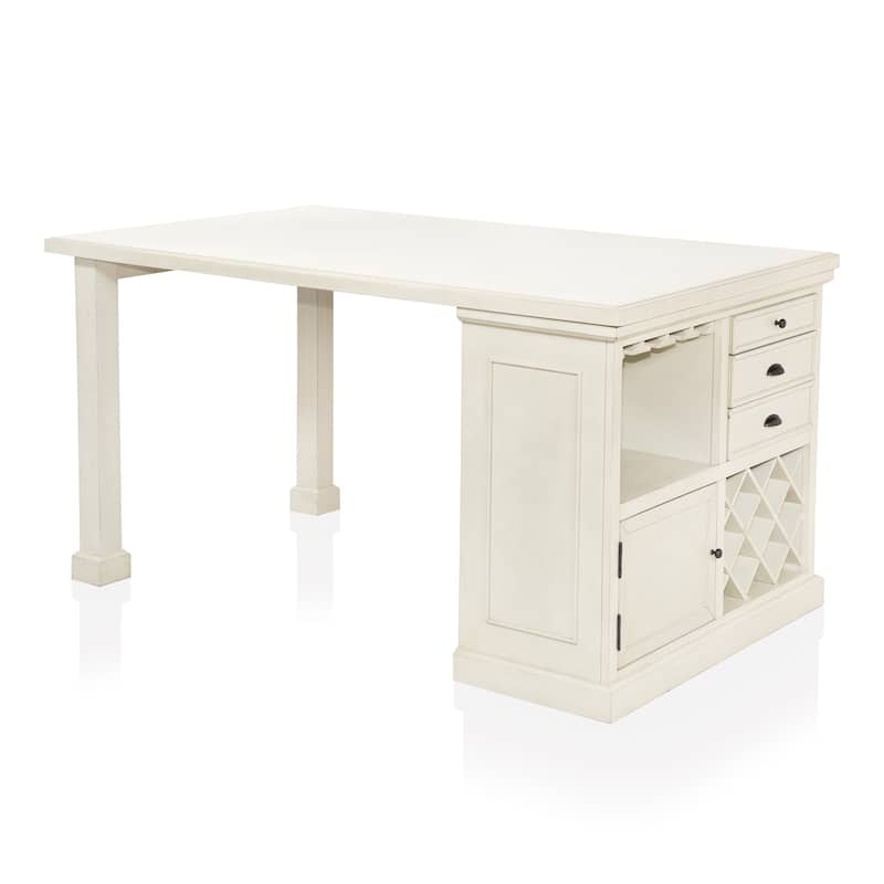 Tia Transitional Antique White Wood Multi-Storage 3-Piece Kitchen Island Set by Furniture of America