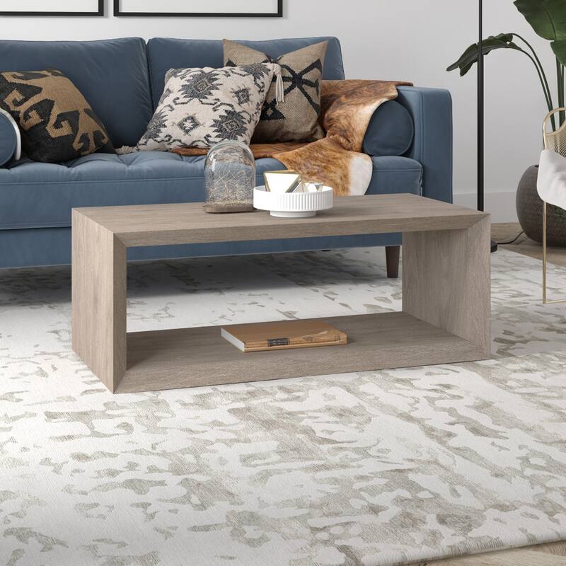 48" Coffee Table with Shelf for Living Room Storage and Display - 48" x 23.38" x 18"