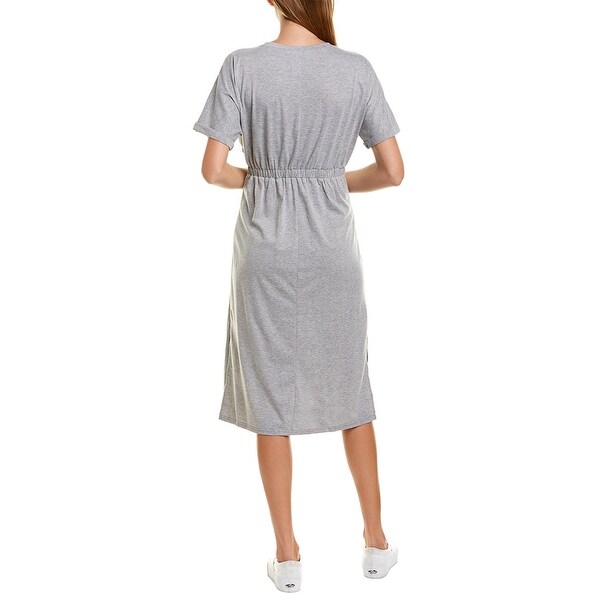 grey pleated midi dress