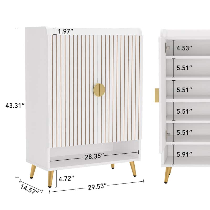 Shoe Cabinet with Doors, 7-Tier Shoe Storage Cabinet for Entryway