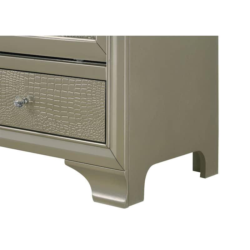 Kym Champagne LED Faux Leather Upholstered Tufted Panel Bed