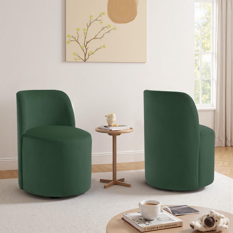 UIXE 2 Set Luxury Upholstered Dining Chairs Dining Room Kitchen Side Chair - Green-Velet