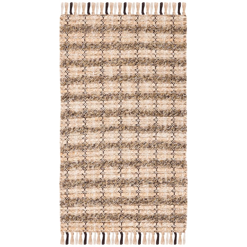 SAFAVIEH Hand-Woven Cape Cod Denine Modern & Contemporary Jute - 2'3" x 3'9" - Brown/Natural