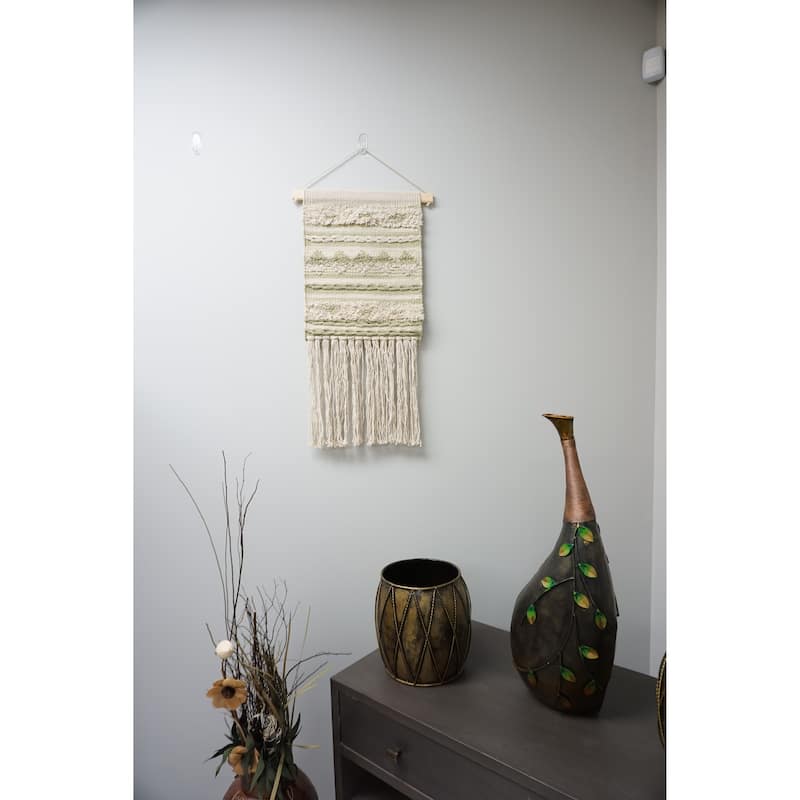 Home&Manor Wool and Cotton Macrame Wall Hanging with Rod Included - Exact Size