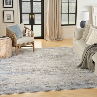 Nourison Modern Abstract Indoor only Blue Abstract Area Rug
