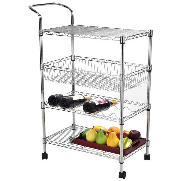 Shop Costway 4 Tier Steel Rolling Kitchen Trolley Cart Island Wire