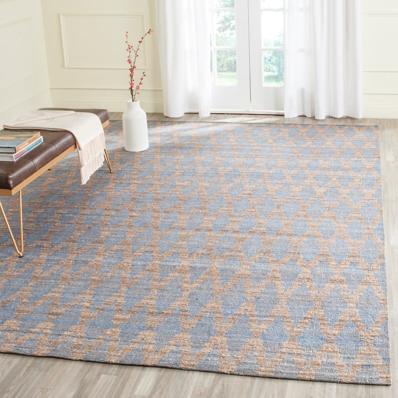 SAFAVIEH Handmade Cape Cod Kairi Coastal Jute Rug - 8' x 10' - Light Blue/Gold