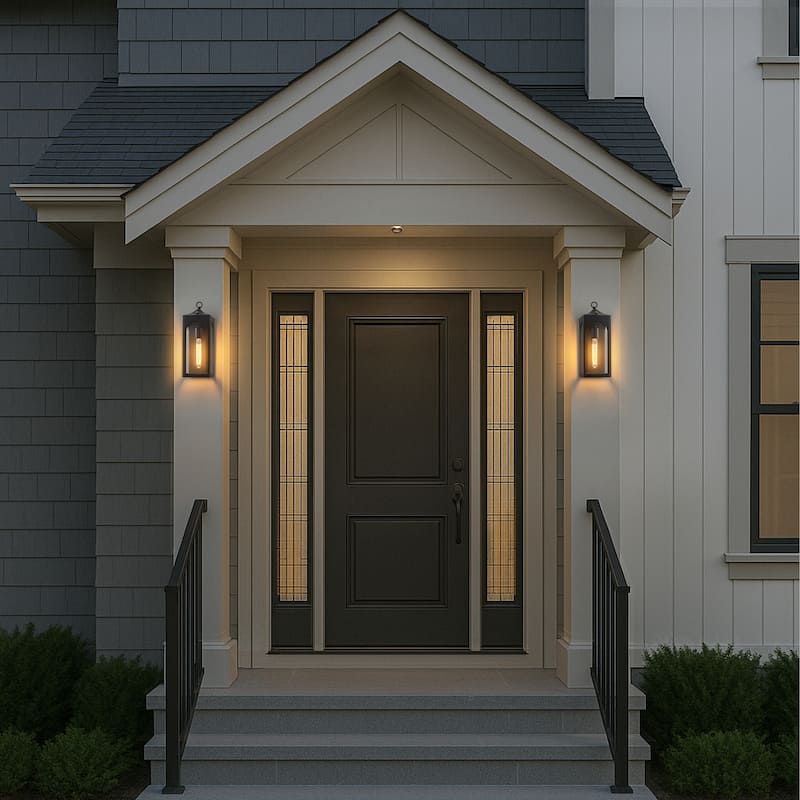 Unique/Statement Dusk to Dawn Outdoor Wall Light with Clear Glass Farmhouse Black Exterior Wall Sconce for Garage