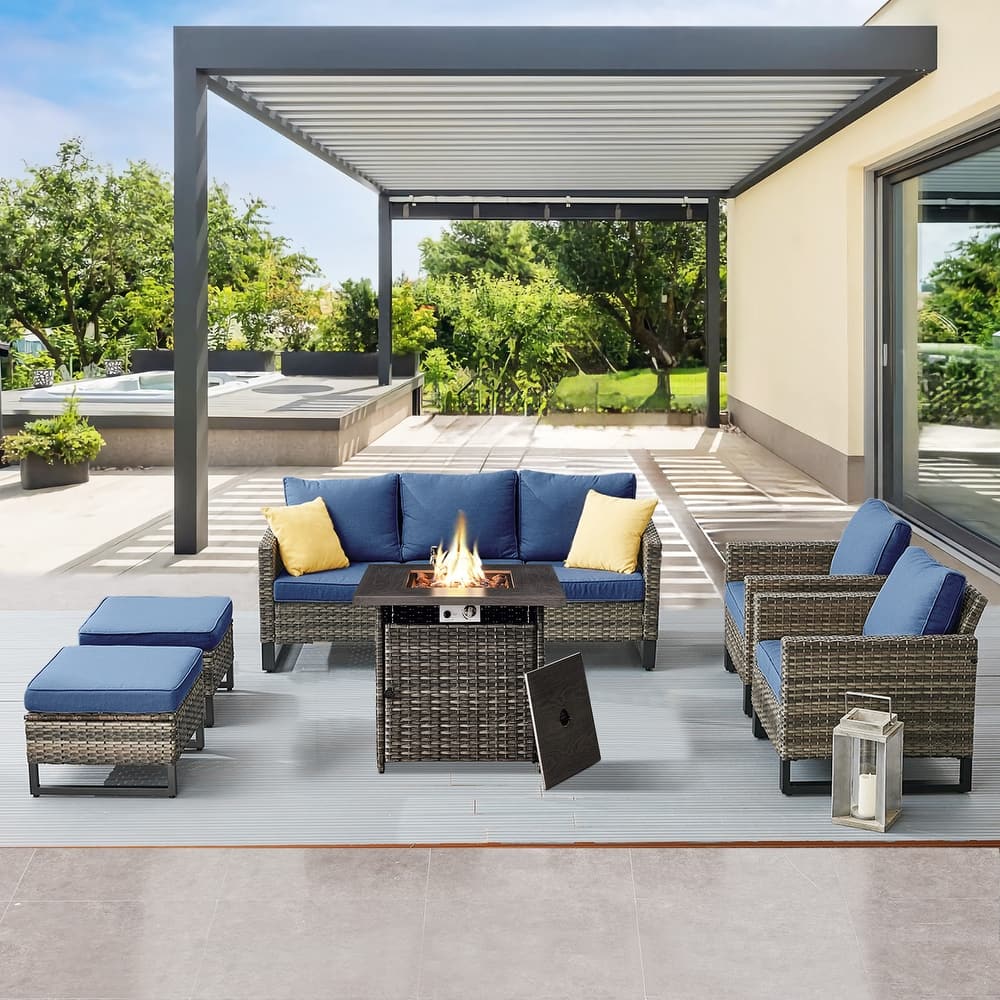 Gymojoy Outdoor Fire Pit Conversation Set, Patio Furniture with Cushions