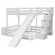 preview thumbnail 4 of 18, Twin Over Full Size Floor Bunk Bed with Slide and Safety Guardrails, Wooden Bunk Bedframe with Storage Staircase and Fence