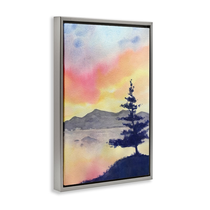 Stupell Radiant Sunset over Lake Framed Floater Canvas Wall Art Design By Stephanie Fielden