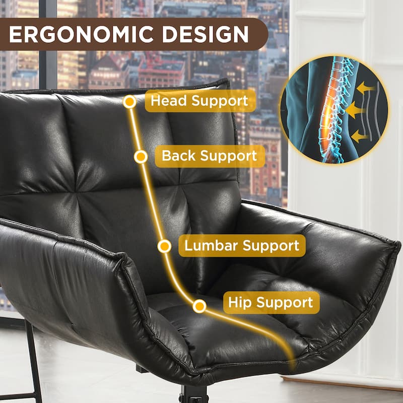 Faux Leather Upholstered Swivel Club Chair Accent Armchair (Set of 2)