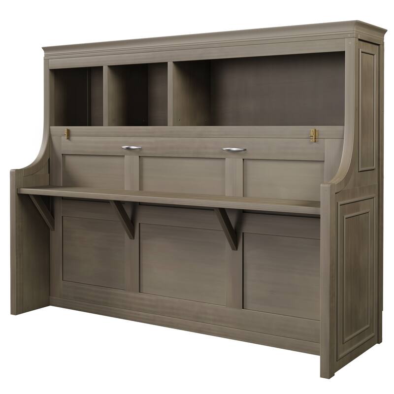 Roomfitters Twin Murphy Bed with Fold-Down Desk and Storage Shelves