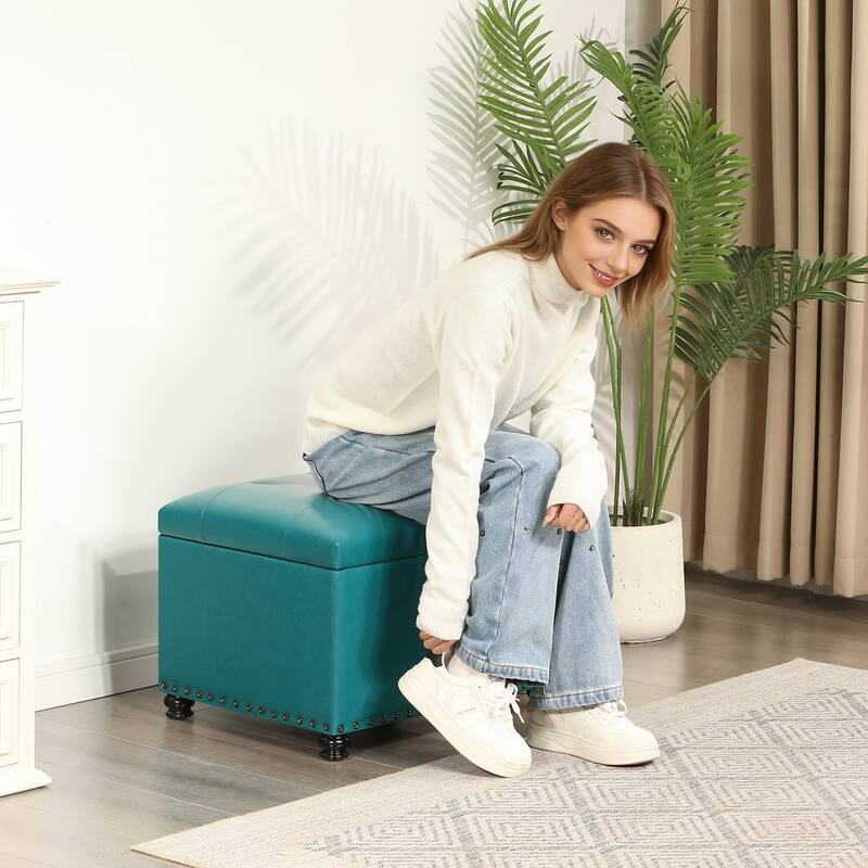 Adeco High End Classy Tufted Storage Ottoman Bench Footstool