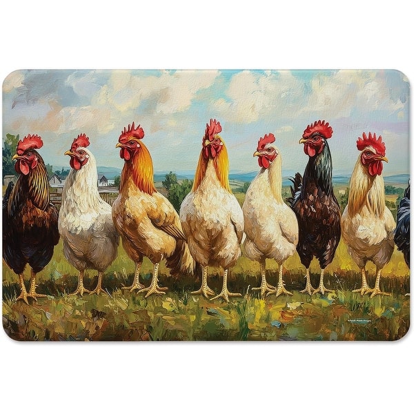 slide 2 of 6, Chicken Brood Decorative Vinyl Kitchen Mat 30" x 20" Manufactured in The USA Waterproof Easy to Clean - 30x20 Multi - 30x20 - Rectangle