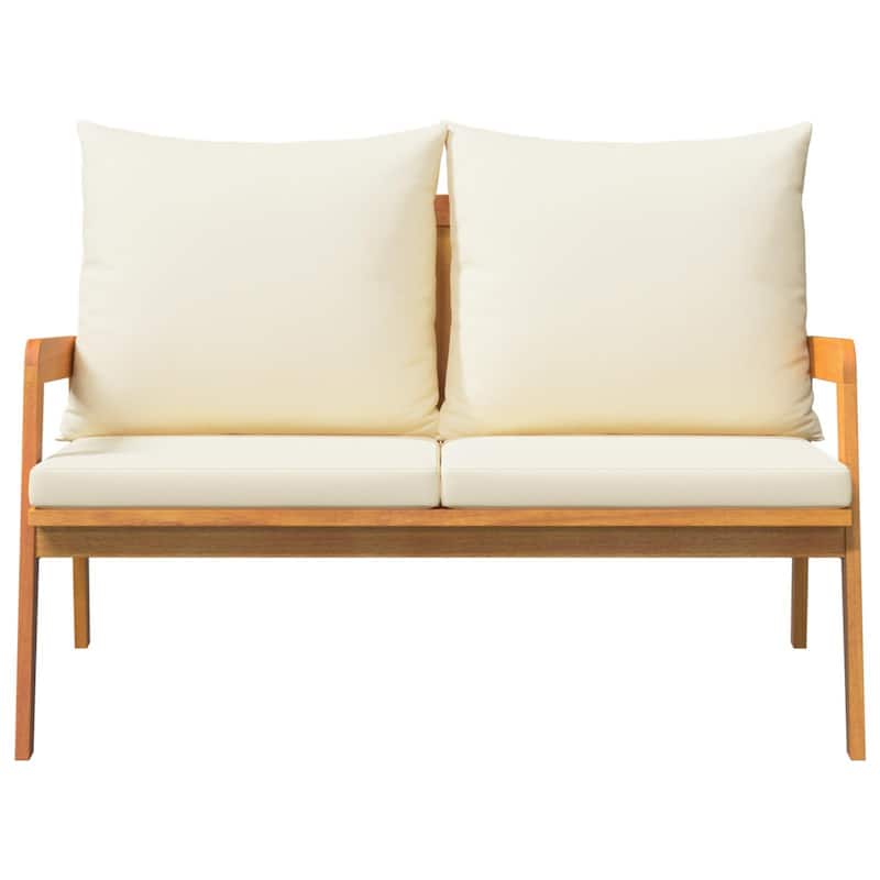 vidaXL Garden Bench with Cushions 45.3x25.6x28.0 in Solid Acacia Wood - 25.6 x 45.3 x 28.0