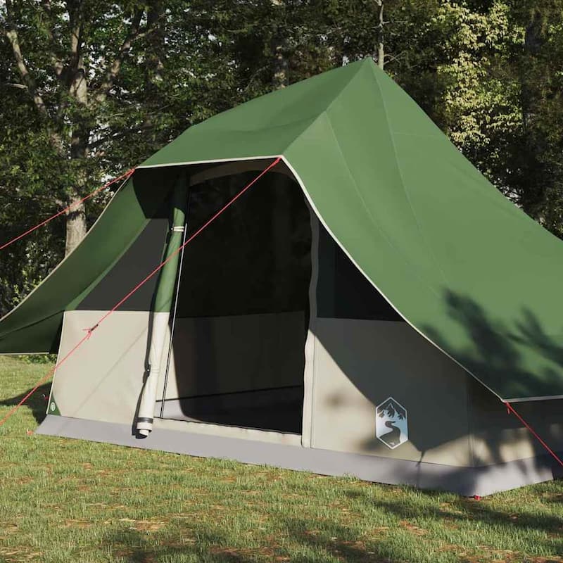 vidaXL Family Tipi Tent Folding with Roof Green 364 x 281 x 257 cm - 143.31 x 110.63 x 101.18 in