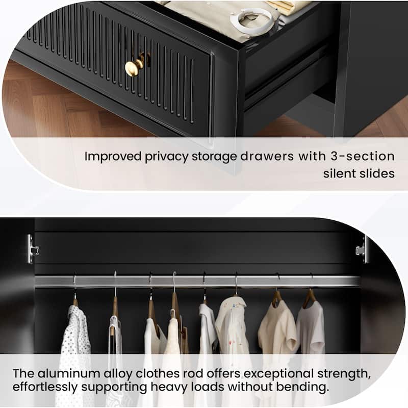 Pocassy Wardrobe Closet 70" Capacity Clothing Wardrobe Cabinet