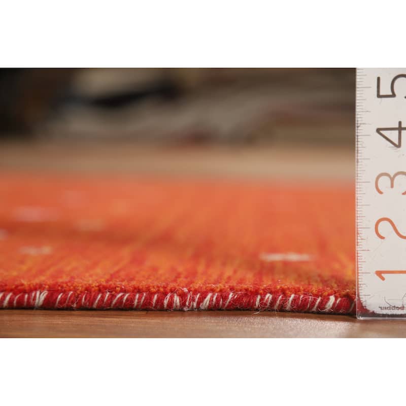 Orange Gabbeh Indian Rug Handmade Modern Wool Carpet - 4'7" x 6'5"