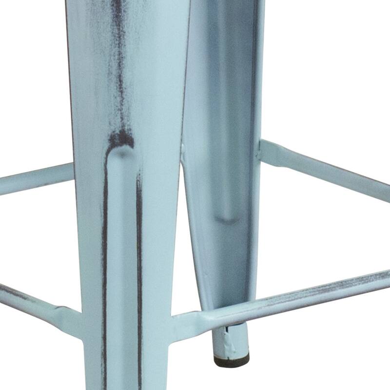 4 Pack 24" High Backless Distressed Metal Indoor-Outdoor Counter Height Stool