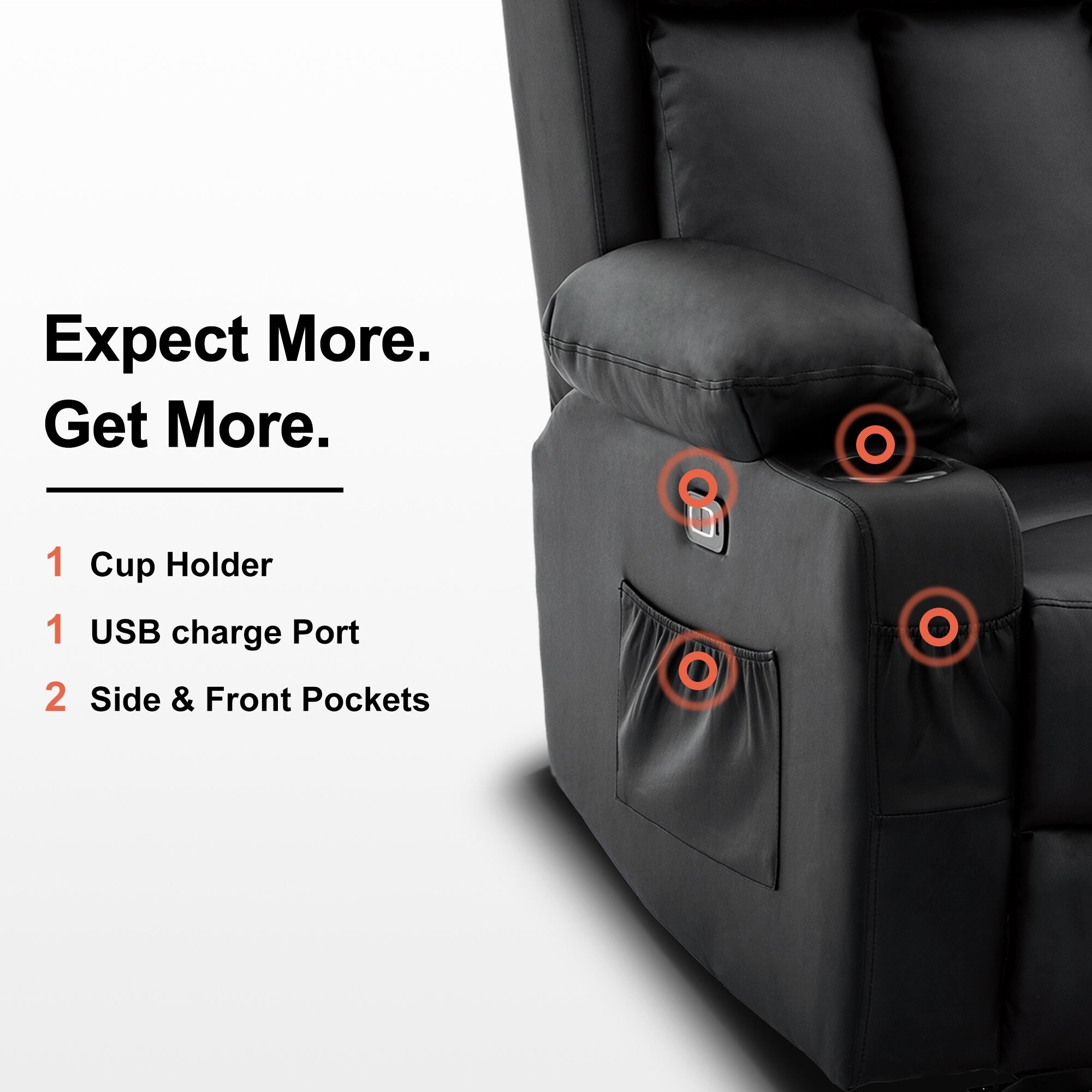 Recliner with heat best sale and massage and fridge