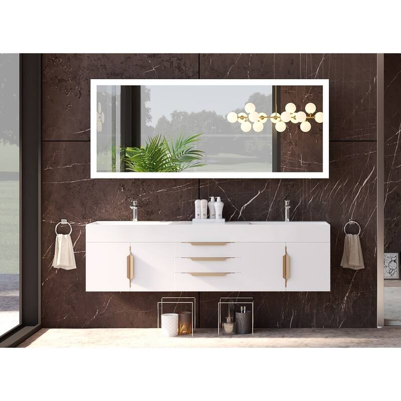 Amazon 72" Wall Mounted Bathroom Vanity Set w/ White Top