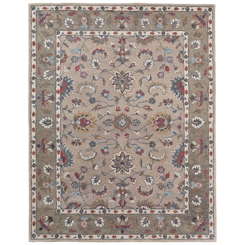 Grand Bazaar Mattias Hand Tufted Oriental Transitional Area Rug - 5' x 8' - Ivory/Taupe/Blue