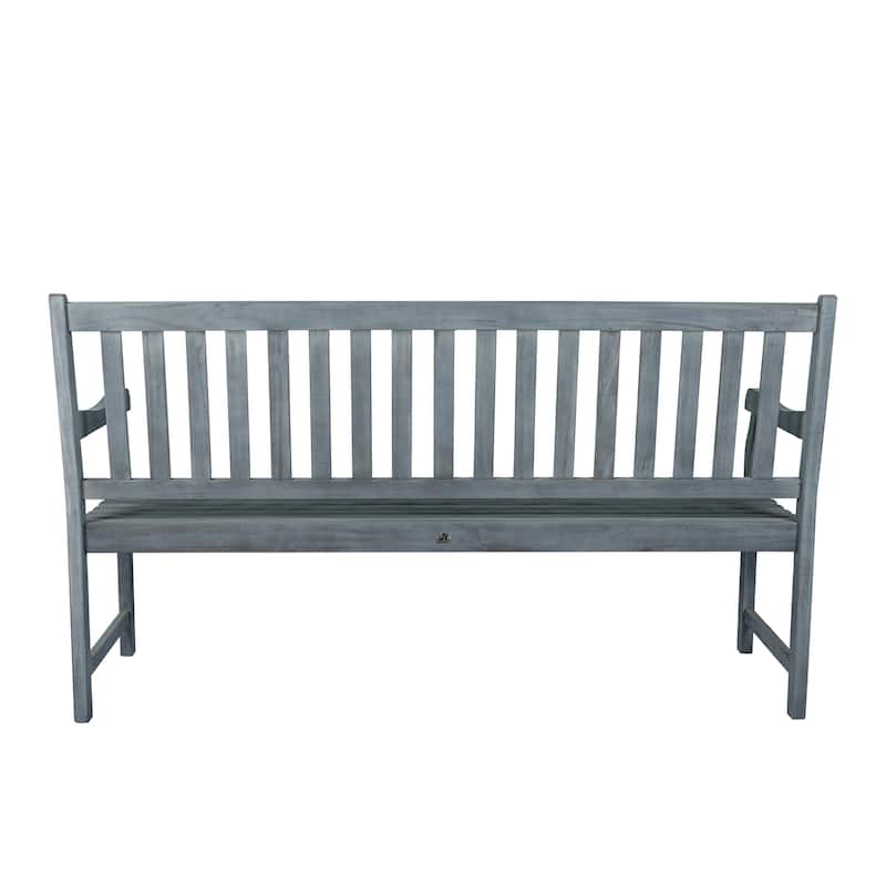 Blane 59.1" 3-Seat Slat-Back 600-Lbs Support Acacia Wood Outdoor Garden Patio Bench, by JONATHAN Y