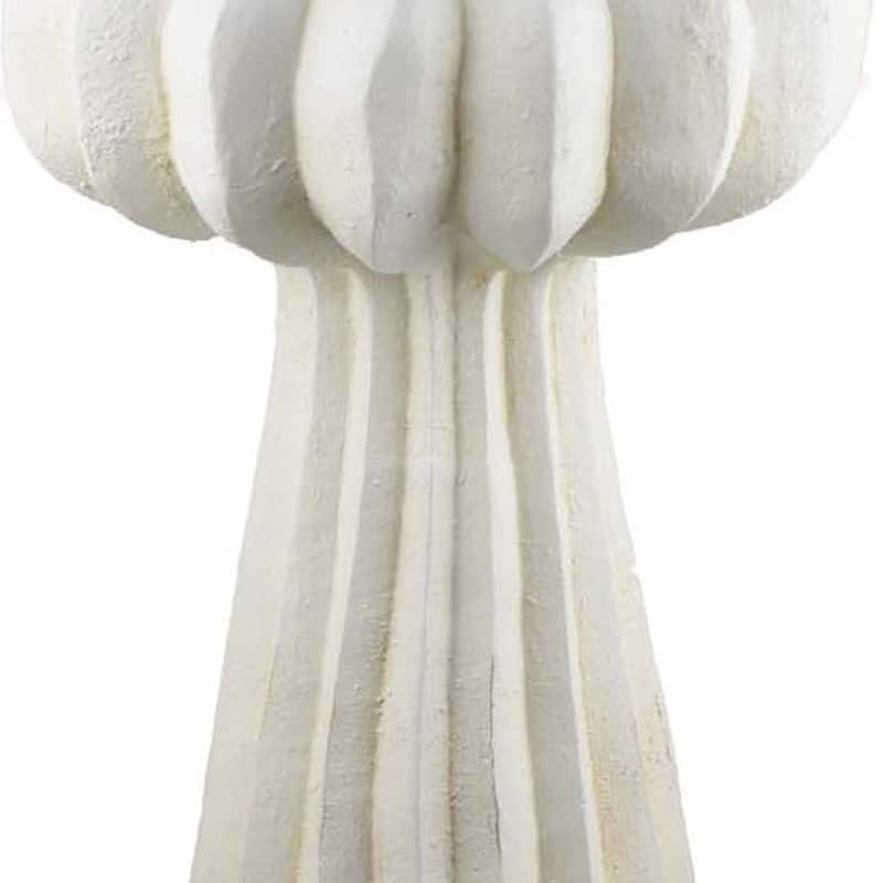 Samo Decorative Vase, Textured Body, Bulb Accent, 18 Inch White Resin