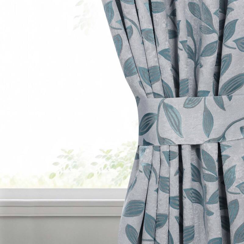 Superior Leaves Machine Washable Room Darkening Grommet With Ties Blackout Curtains, Set of 2