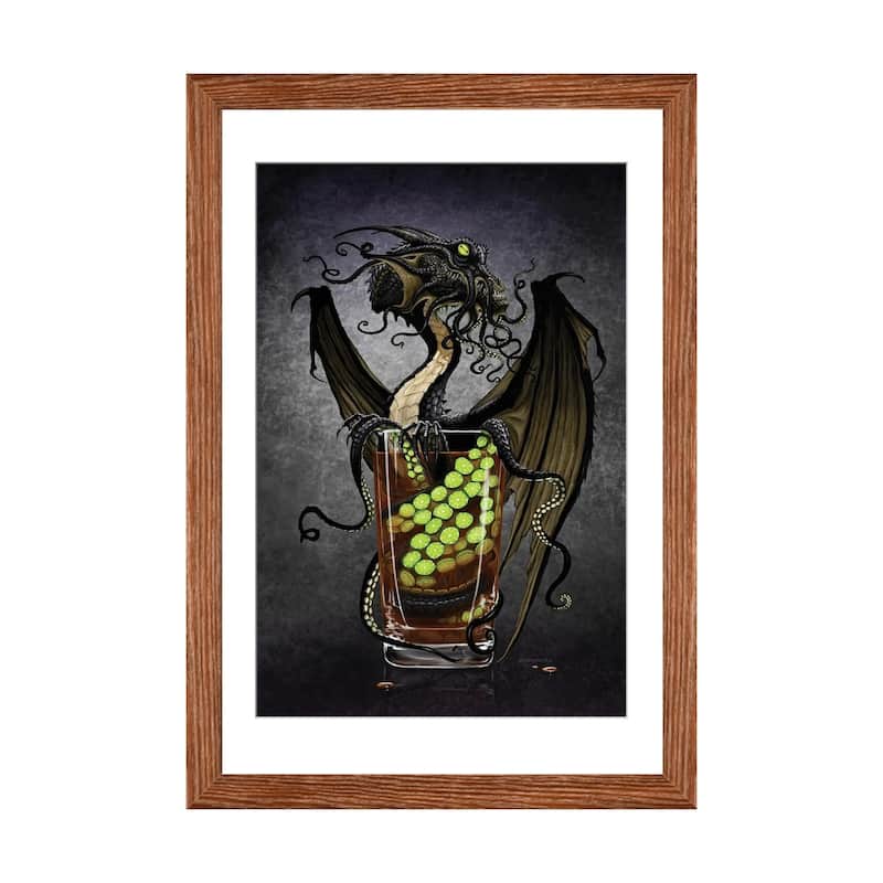 iCanvas "Kraken Storm Dragon" by Stanley Morrison - Walnut - 32x24x1