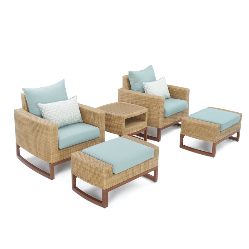 Mili 5 Piece Sunbrella Outdoor Patio Club Chair & Ottoman Set