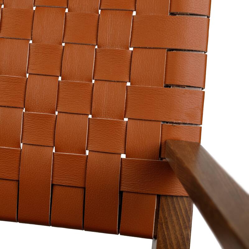 Linon Edrem Mid-Century Brown Leather Arm Chair