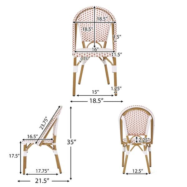 dimension image slide 0 of 5, Elize Outdoor French Cafe Chairs (Set of 4) by Christopher Knight Home