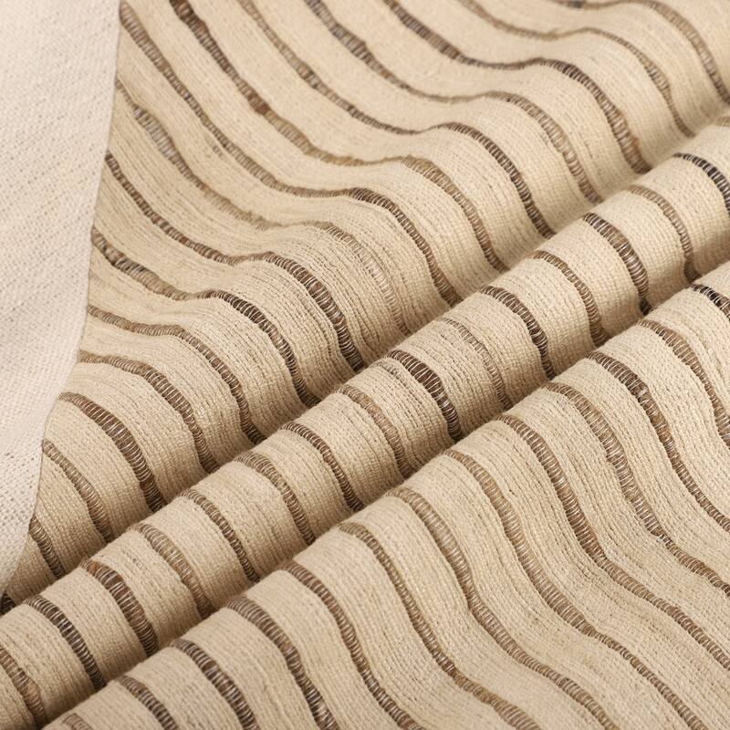 Handwoven Striped Square Throw Pillow Cover - 24" - White and Beige