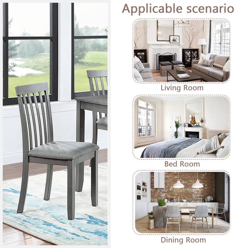 Dining Chairs Only, Wooden Dining Chairs Set of 4, Kitchen Chair with Padded Seat, Upholstered Side Chair