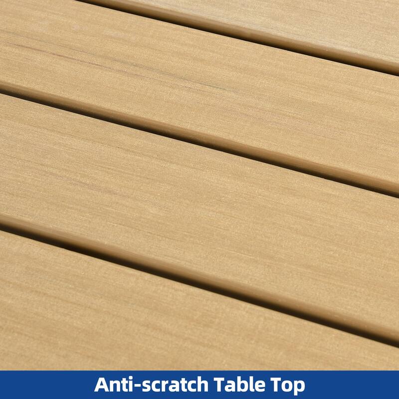 Moasis Faux Wood Tabletop Outdoor Rectangular Patio Dining Table for 4-6